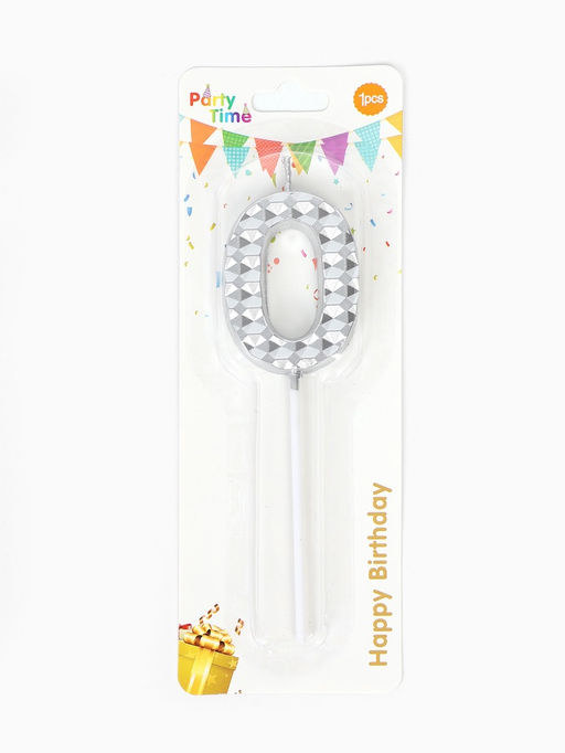 Цена за 3 шт. Свеча для торта «Элемент», цифра 0, серебро