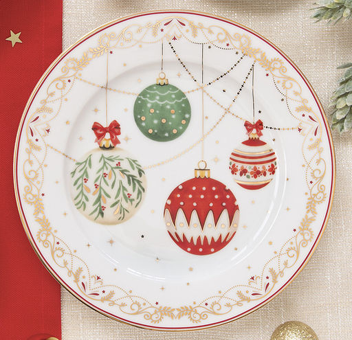 Тарелка закусочная, 19 см, фарфор P, белая, Новогодние шары, Christmas Eve