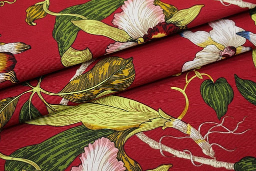 Интерьерный хлопок "Дикая орхидея" цв.рубиново-красный, ш.1.5м, хлопок-100%, 240гр/м.кв