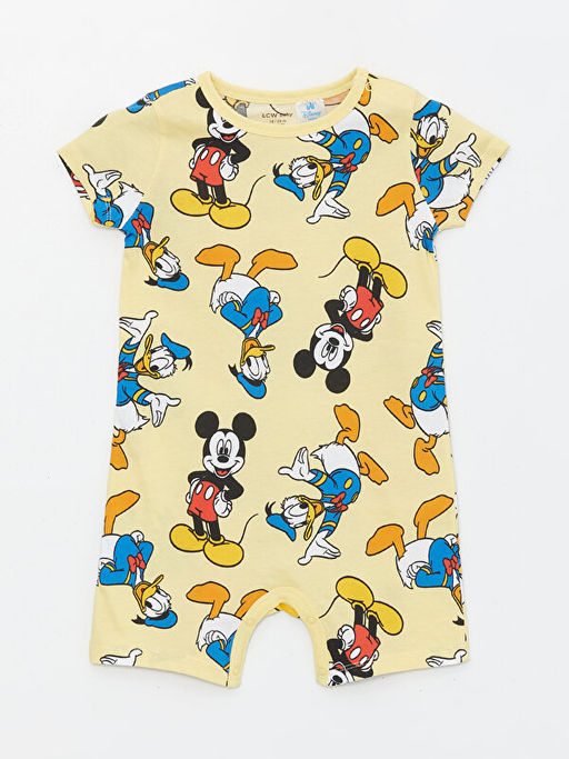 Bisiklet Yaka K?sa Kollu Mickey Mouse Bask?l? Erkek Bebek Tulum