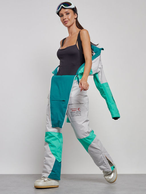 Горнолыжный комбинезон женский зимний зеленого цвета 2320Z