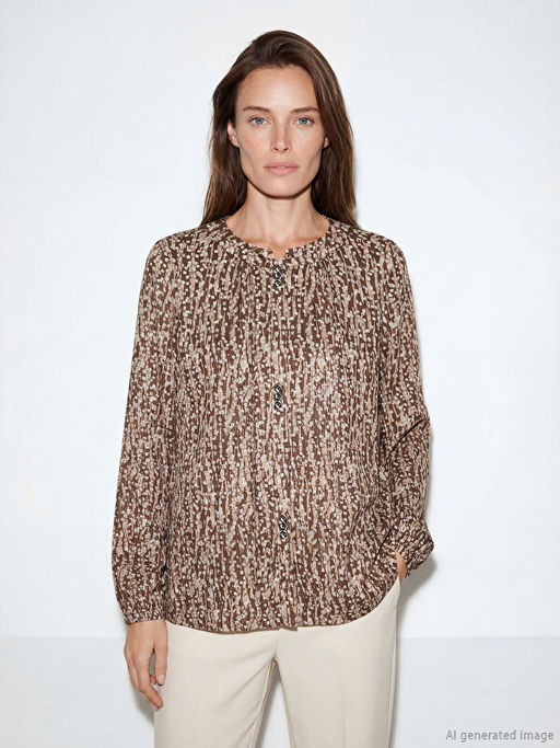 Bisiklet Yaka Desenli Bluz