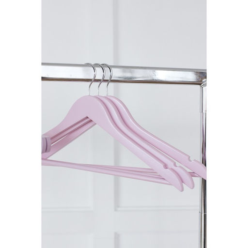 Плечики - вешалки LaDо́m Brillant, 44.5×23×1.2 см, 3 шт., деревянные, широкие плечики, розовые