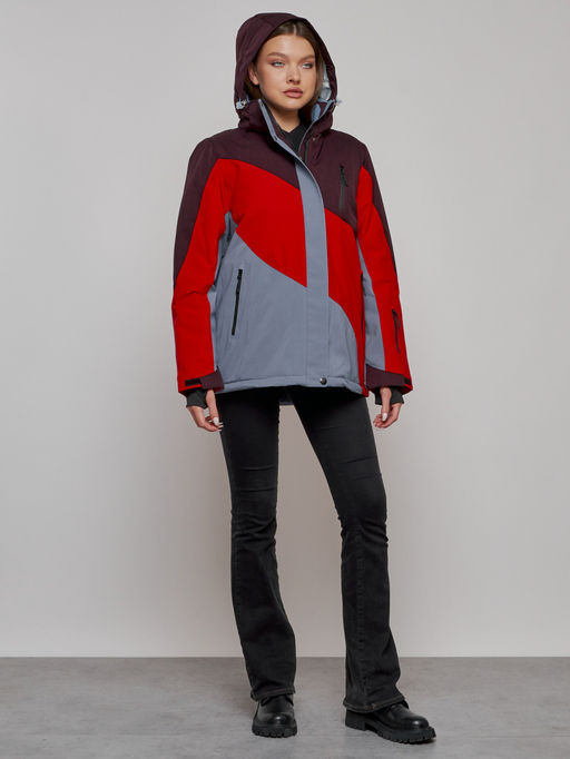 Горнолыжная куртка женская зимняя большого размера красного цвета 2308Kr - Mtforce фото 19