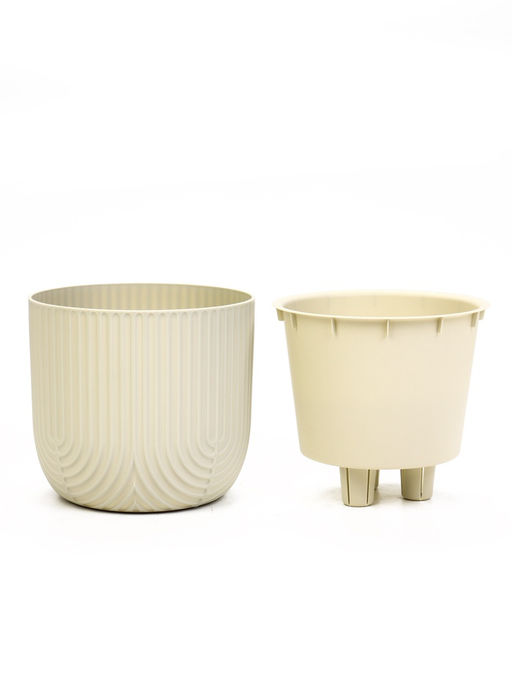 Кашпо для цветов «Рамона», 7.8 л, d=28 см, h=25.5 см, со вставкой, пластиковое, белое