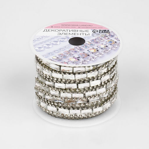 Стразы термоклеевые «Прямоугольник», 8 мм, 4.5±0.5 м, цвет серебряный