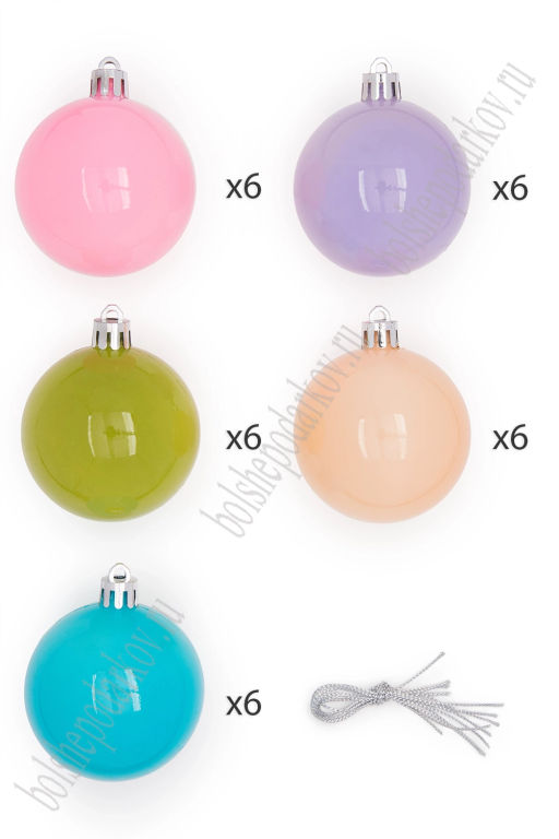 Набор новогодних шаров 6 см (30 шт) SF-8000, микс - Больше подарков фото 4