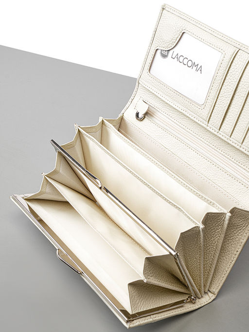 LACCOMA кошелек LA-1071-светло-бежевый натуральная кожа  фото 6