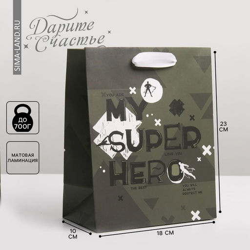 Цена за 2 шт. Пакет подарочный ламинированный, упаковка, «Super Hero», MS 18×23×10 см