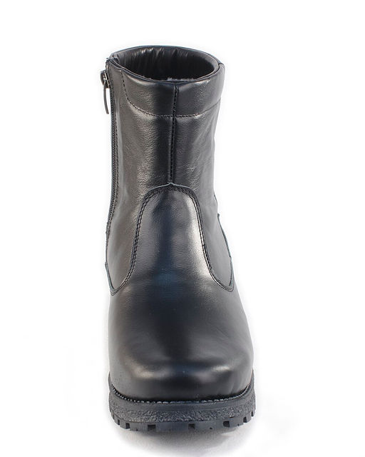 Ботинки женские на литой подошве, черные,кожа, молния.