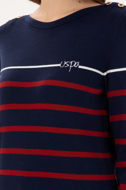 Женский темно-синий свитер с круглым вырезом - U.s. polo assn фото 7
