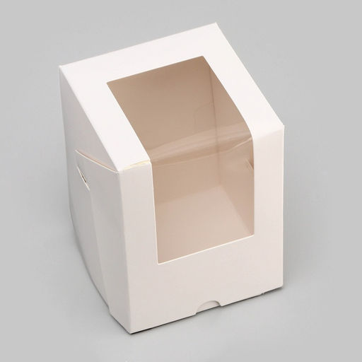 Цена за 2 шт. Коробка для 1 капкейк с окном, белая, 12.5×9.5×9.5 см