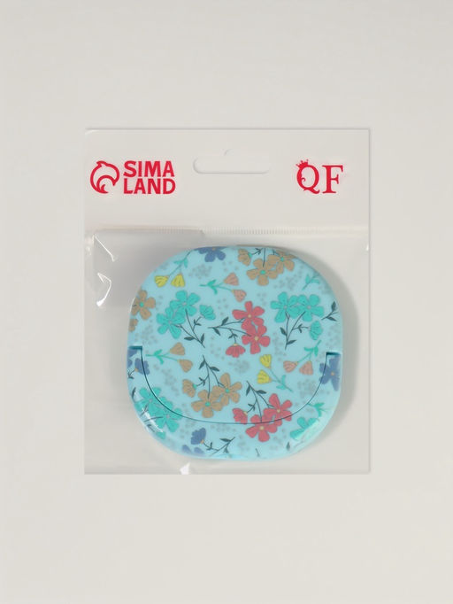 Зеркало карманное «Узор», с подставкой, 8×8 см, голубое