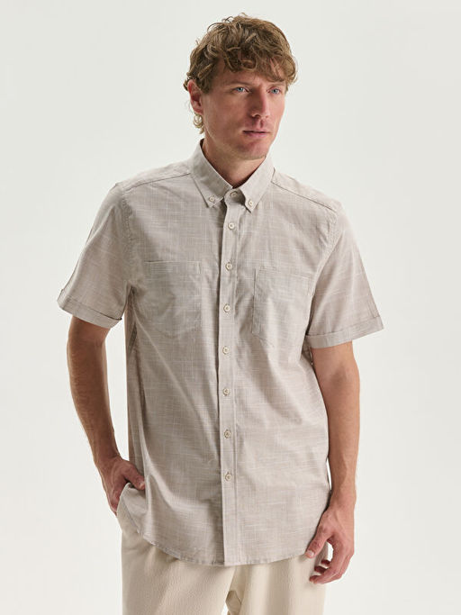 Regular Fit K?sa Kollu Poplin Erkek G?mlek