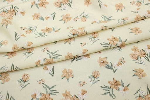 Штапель Нарциссы на молочном, ш.1.45м, вискоза-100%, 100гр/м.кв - Купава фото 2