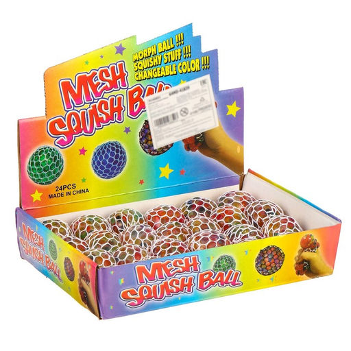 Цена за 24 шт. Антистресс игрушка-мялка в сетке, с гидрогелем, 5 см