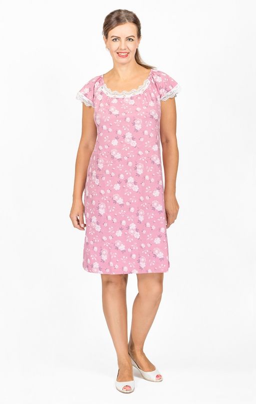 Сорочка с кружевом стрейч, сухая роза (801-13)