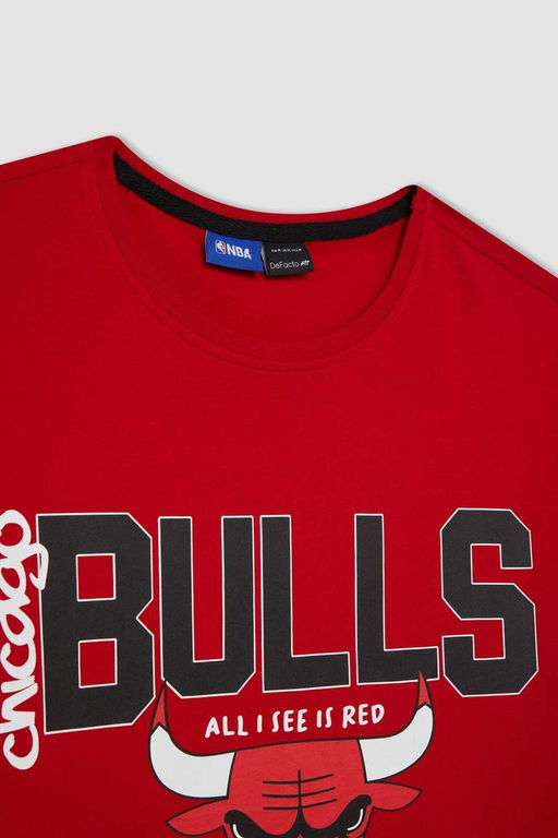 DeFactoFit Футболка стандартного кроя с круглым вырезом и короткими рукавами NBA Chicago Bulls  фото 6