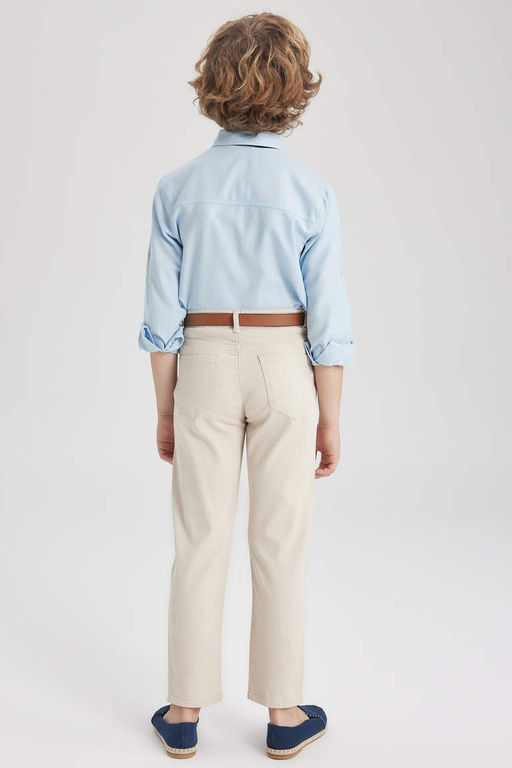Габардиновые брюки-двойка для мальчиков с поясом - Defacto фото 6