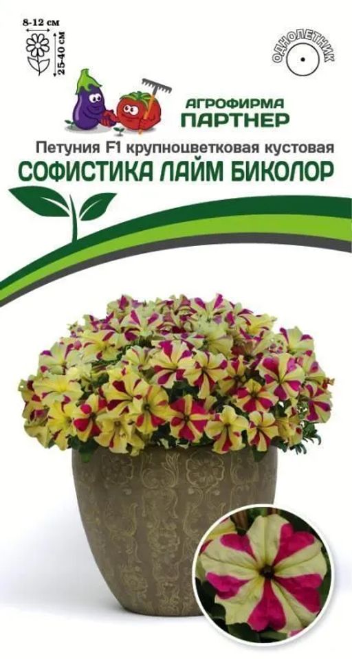 Петуния Софистика Лайм Биколор кустовая крупноцветковая