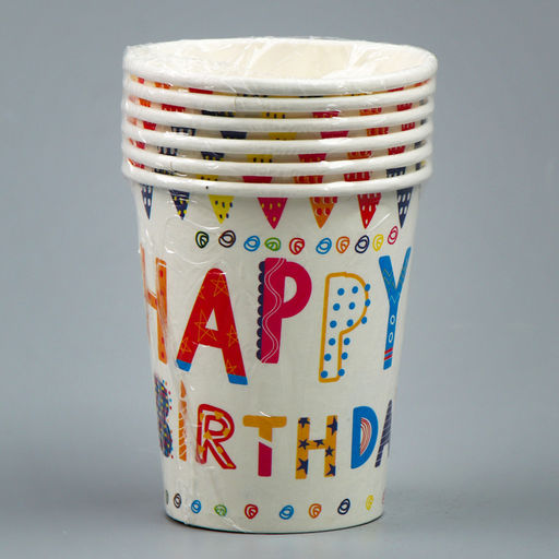 Стаканы бумажные С днём рождения, 6 шт. - Страна карнавалия фото 3