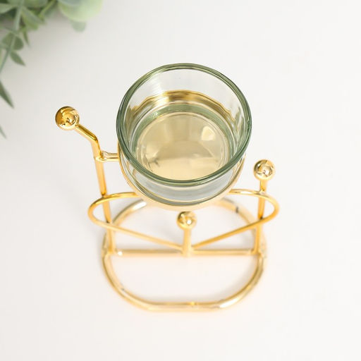 Подсвечник металлический, стекло на 1 свечу «Сердце. Шарики», d-4.5 см, золото, 9×4.5×17 см