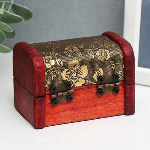 Шкатулка для украшений «Сундучок. Незабудки», дерево, 6×5.8×8.4 см