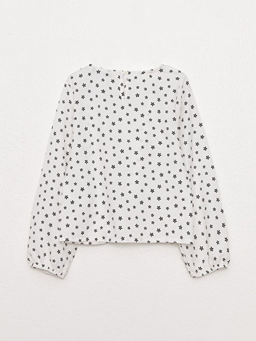 Bisiklet Yaka Bask?l? Uzun Kollu K?z ?ocuk Bluz - Waikiki фото 2