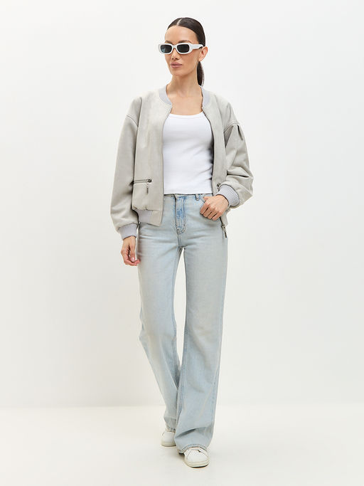 Бомбер из замши OD-868-1 серый OD-868-1 - Tantino фото 10