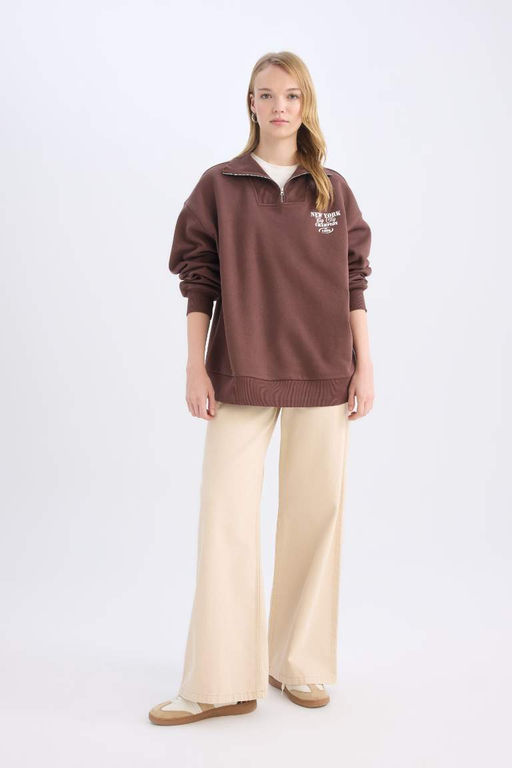 Классический простой свитшот широкого кроя Cool Oversize - Defacto фото 2