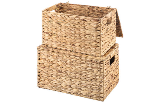 Набор 2 плетеных корзин 45*30,5*27,5 см, 40,5*25*25,5 см, с крышками, водный гиацинт