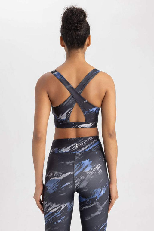 Спортивный бюстгальтер DeFactoFit с круглым вырезом и узором  фото 9