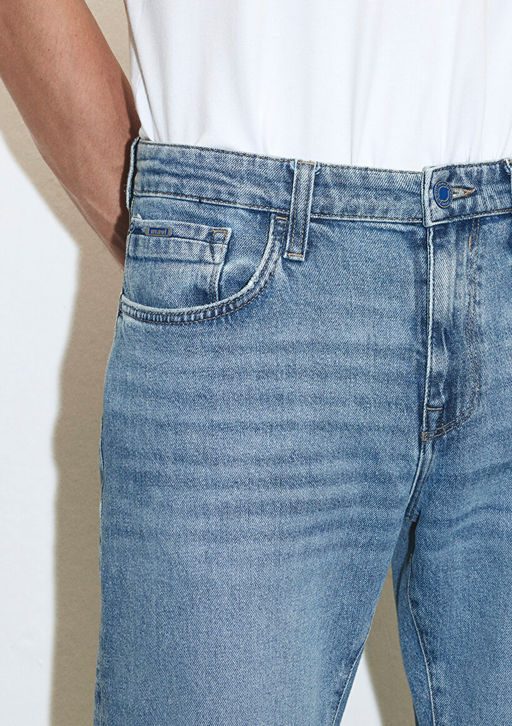 Milan Premium Blue Puslu Ac?k Mavi Jean Pantolon  фото 7