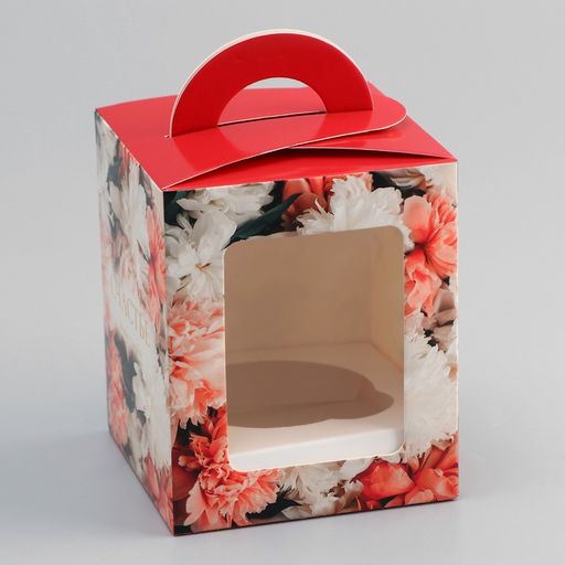 Цена за 5 шт. Коробка для 1 капкейка, «Цветочки», 9.2×9.2×11.1 см