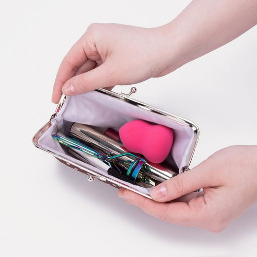 Косметичка женская на фермуаре, маленькая, с принтом Точки, коричневая - Simaland фото 5