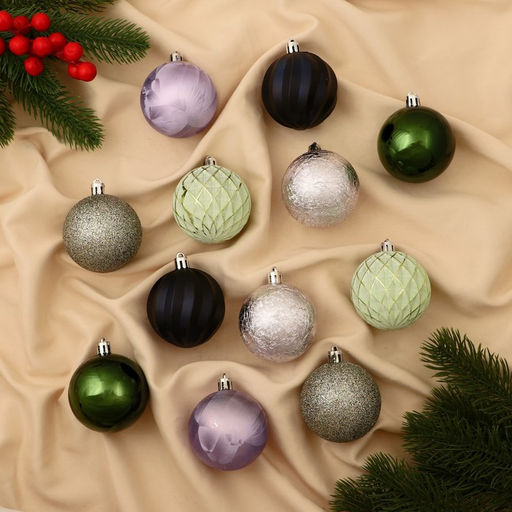 Ёлочные игрушки Исида, шары новогодние, d=6 см, набор 12 шт., МИКС