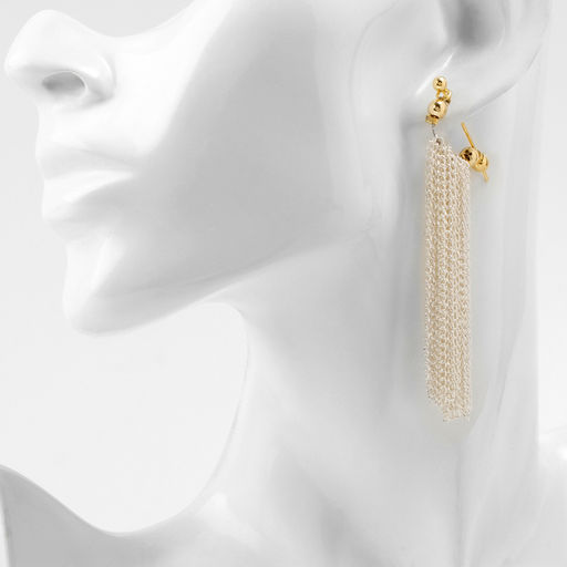 Серьги металл Цепи сборка, цвет серебряно-золотой, 5 см