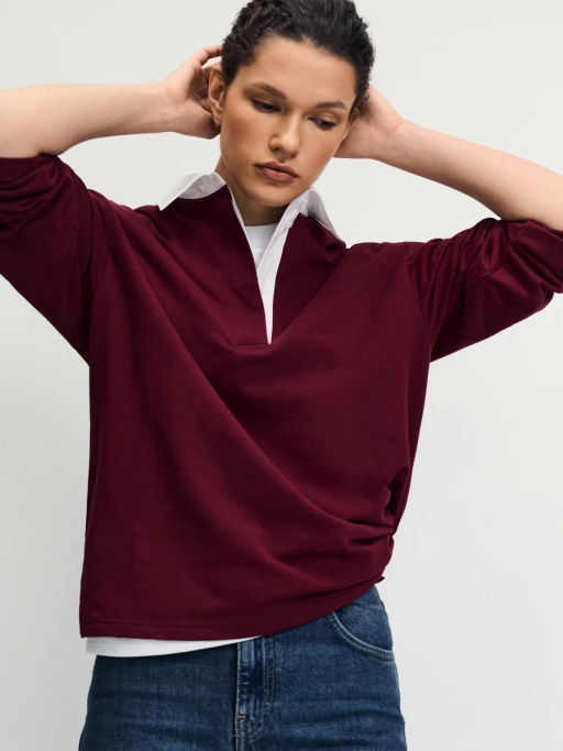 Хлопковый джемпер с отложным воротником / Zarina