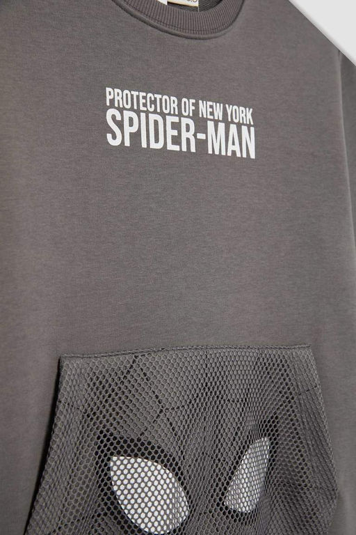 Толстовка с круглым вырезом для мальчиков Marvel Spiderman - Defacto фото 9