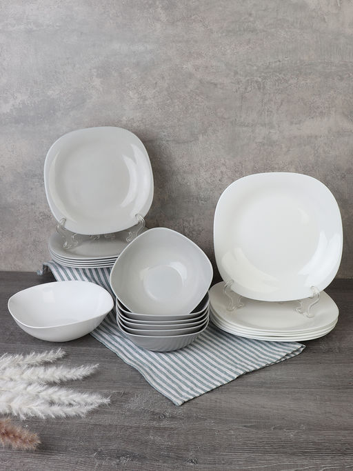 Столовый набор 19 предметов квадратный Бело-Серый цвет GR-SQ-19 85659 (уп 2) - Галеонтрейд фото 2