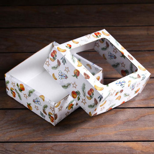 Коробка подарочная, крышка-дно, с окном Новогоднее настроение, 14,5 х 14,5 х 6 см - UPAK LAND фото 4