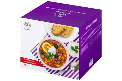 Кастрюля 4,5 л 30*20*20,5 см Crystal glass с крышкой - Elan gallery фото 43