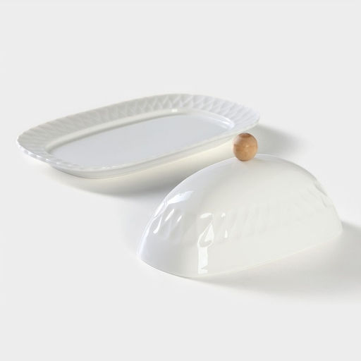 Маслёнка Доляна, 20×13×9 см, фарфор, белая