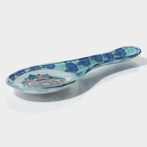 Цена за 2 шт. Подставка под ложку Доляна «Анха», 21.5×7.7 см, стекло, голубая