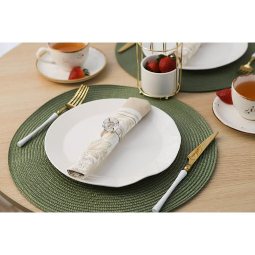 Цена за 12 шт. Салфетка сервировочная на стол Доляна Лофт, d=38 см, цвет зелёный  фото 6