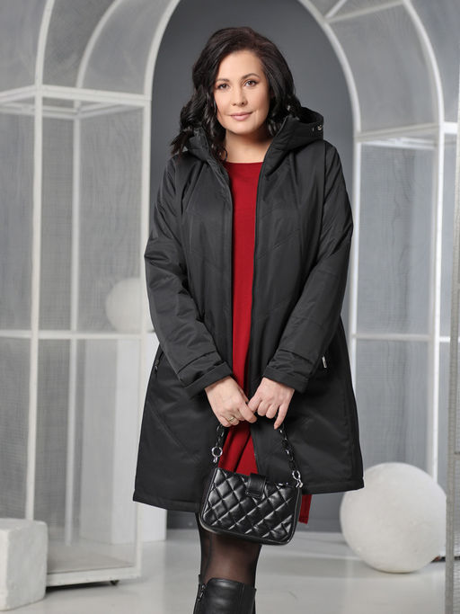 25119 Плащ утепл. черный - Dizzyway фото 2