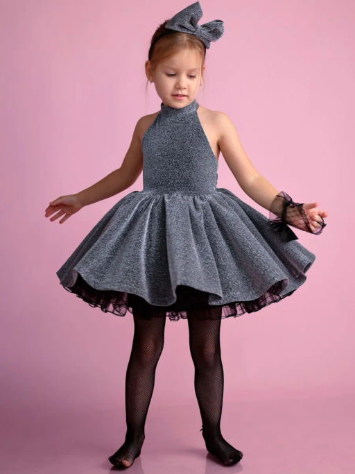 ПЛ597-Л Платье Звездное сияние ЦВЕТ: ТЕМНО-СЕРЫЙ