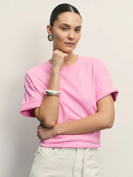 Базовая футболка оверсайз из хлопка / Zarina  фото 7