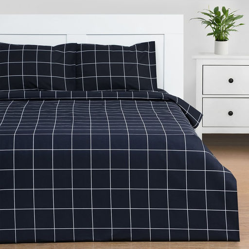 Постельное бельё Этель 2 сп Клетка цвет чёрный 175х215, 200х220, 50х70-2 шт, бязь, 125 г/м2