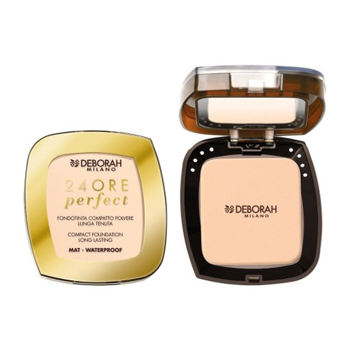 DEBORAH Тональная пудра-основа для лица 24ORE PERFECT COMPACT FOUNDATION, тон: 01R Белоснежный, 9г